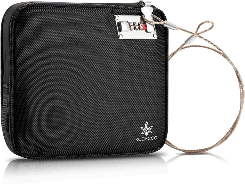 KOSMCCO Anti-Theft Locking Beach Bag, 9x7.5-inch Portable Beach Safe for Securing Your Valuables and Phone – Black - Image 1